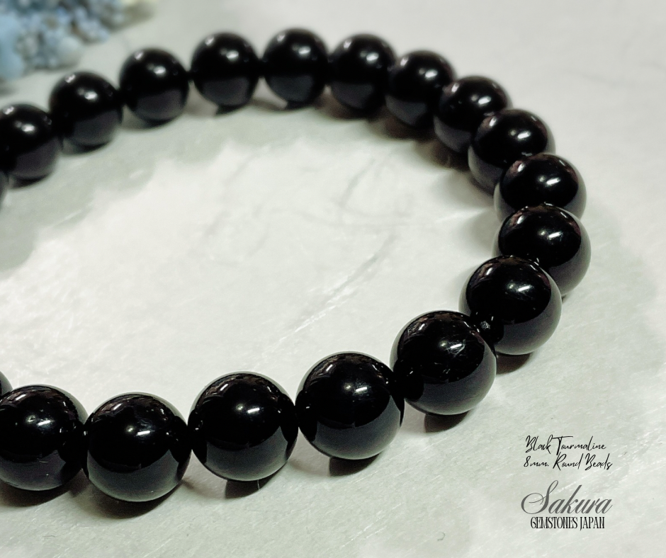 BLACK Tourmaline Bracelet 8mm.