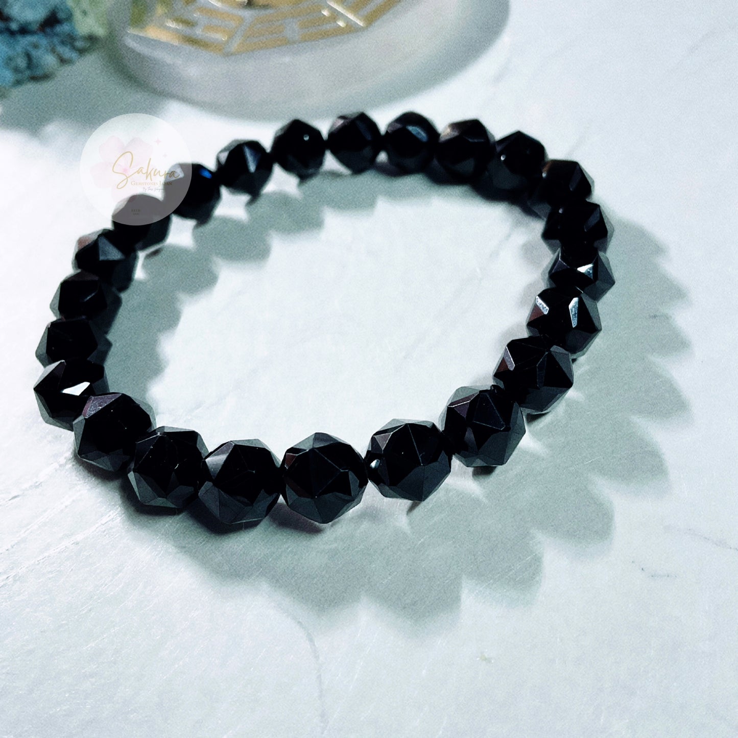 BLACK Spinel Bracelet (faceted-bead) Bracelet