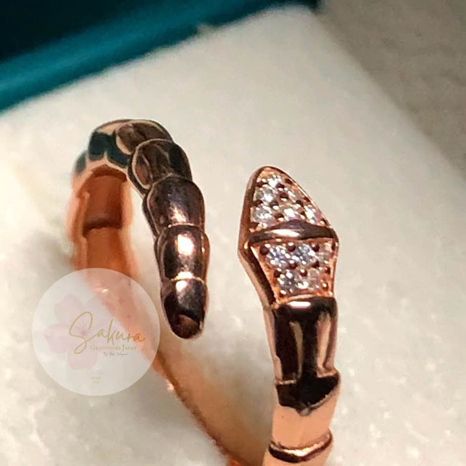 PINK ROSE Gold Snake Shank Ring s925 Sterling Silver