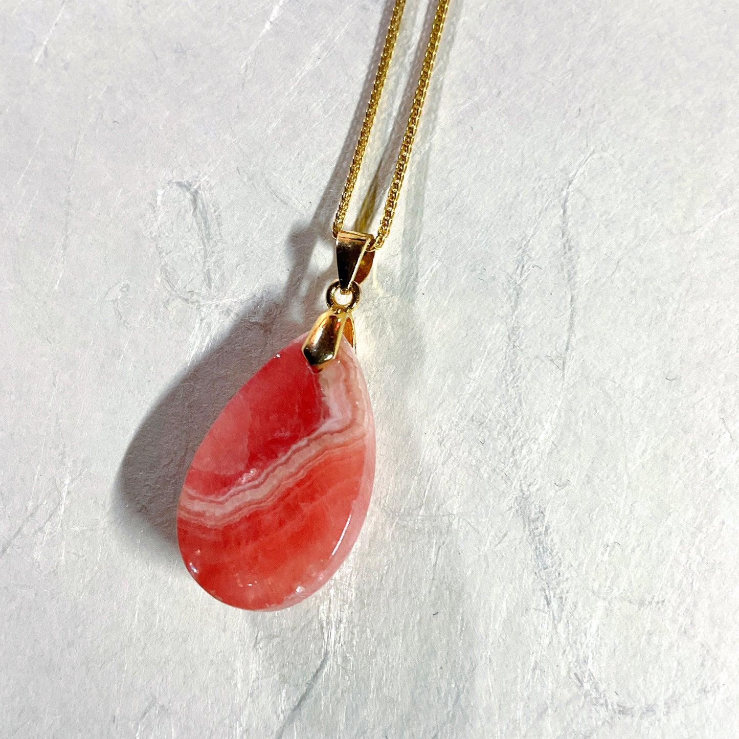 Rhodochrosite Drop Pendant / s925 Necklace
