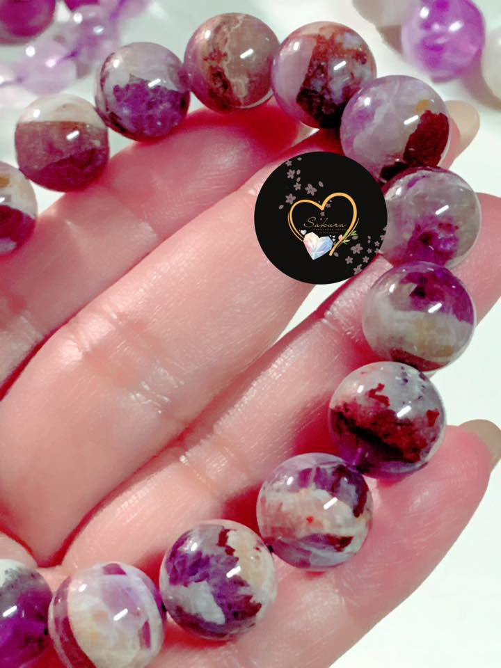 AURALITE23 Amethyst in Persian Agate Bracelet