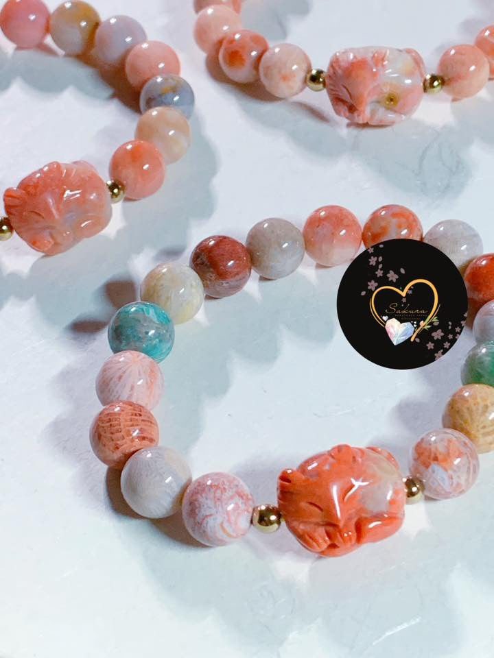 FOSSIL CORAL 🪸 Bracelet 9TAilFOX 🦊 Charms Bracelet