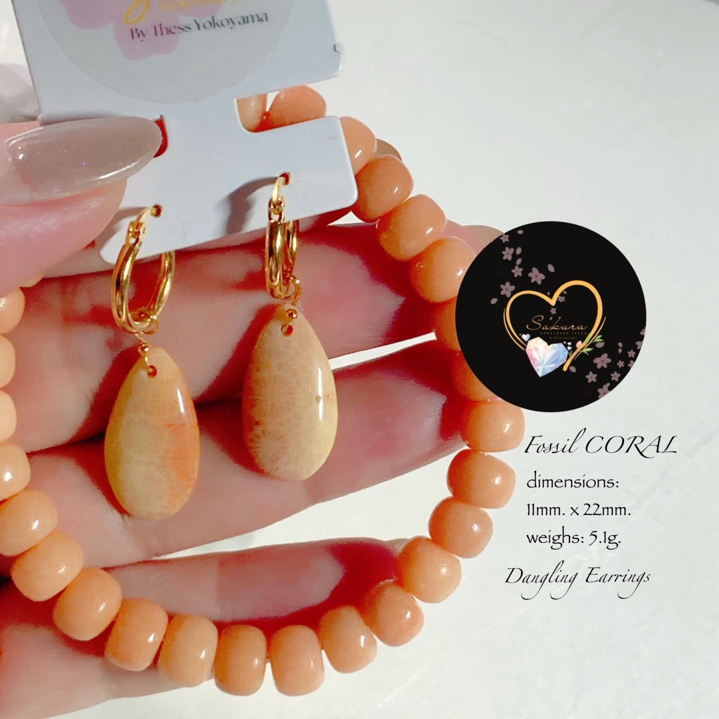Fossil CORAL🪸 s925 Sterling Silver Siver Earrings