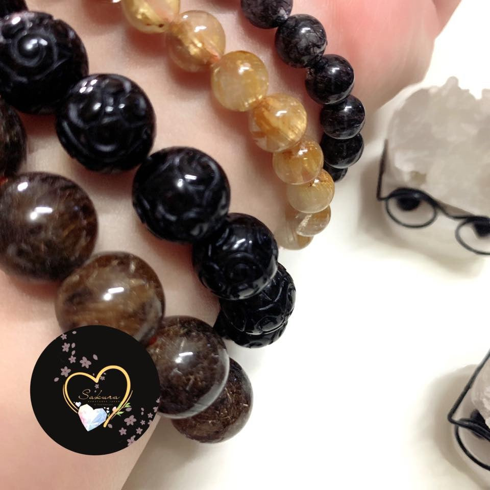 KAIMONJU MORION Black Quartz ( Prayer Wheel Bracelet )