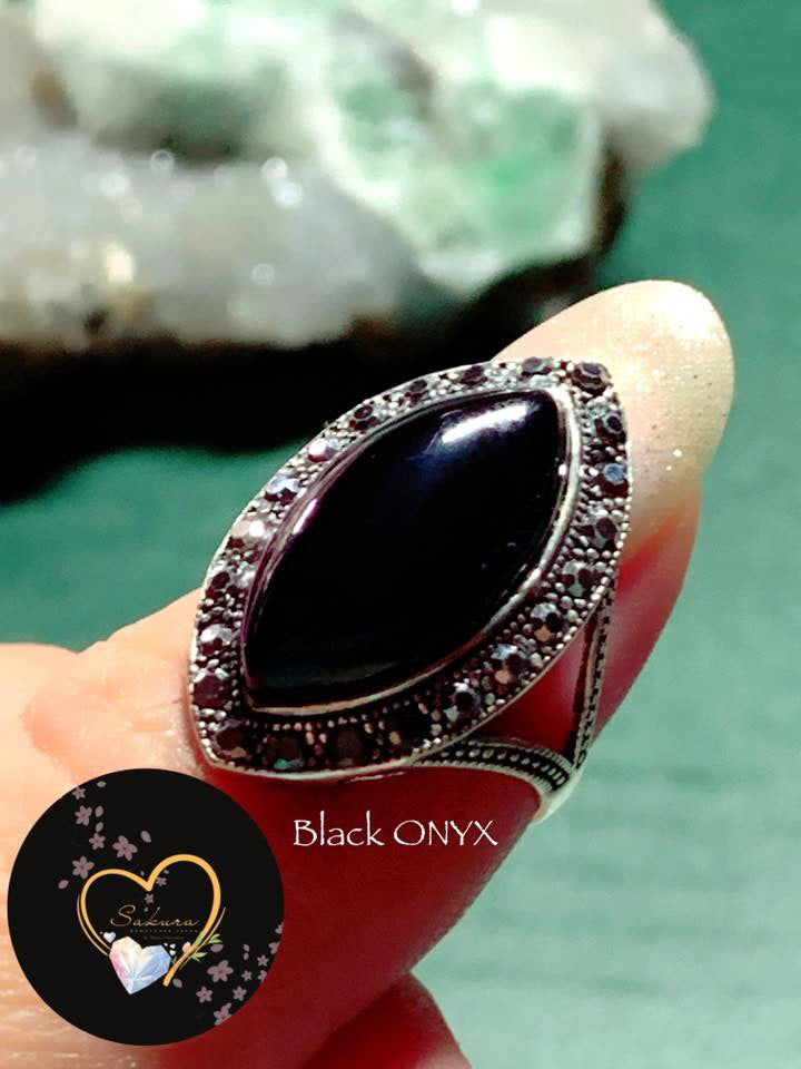 Black ONYX - Eye Ring s925 SILVER Setting