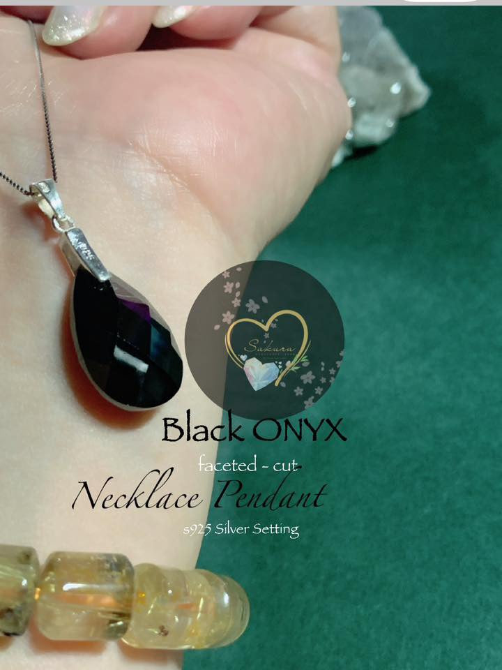 BLACK ONYX OVAL s925 Necklace Pendant