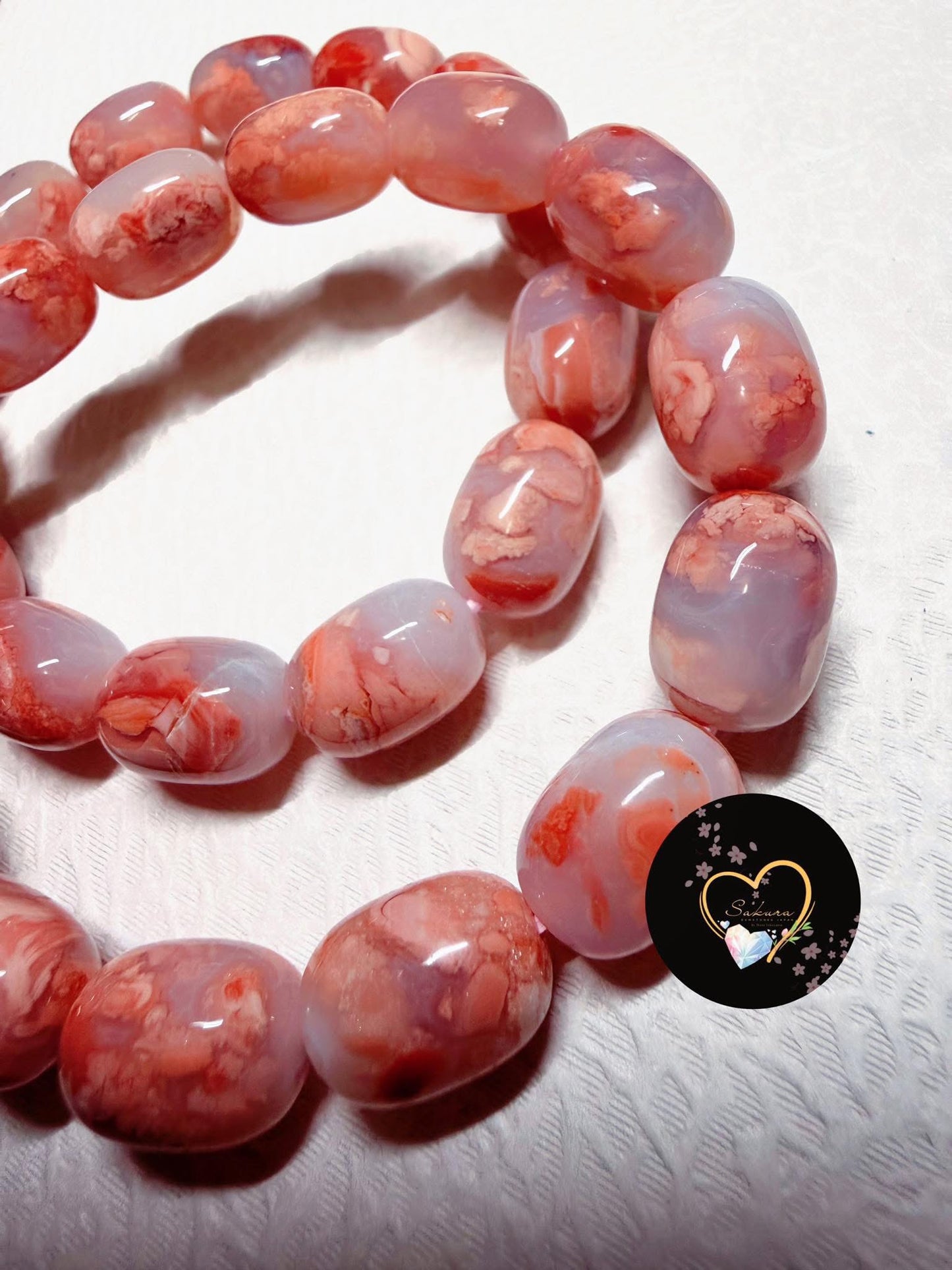 Natural Stone PINK AGATE Brrel Shaped Bracelet