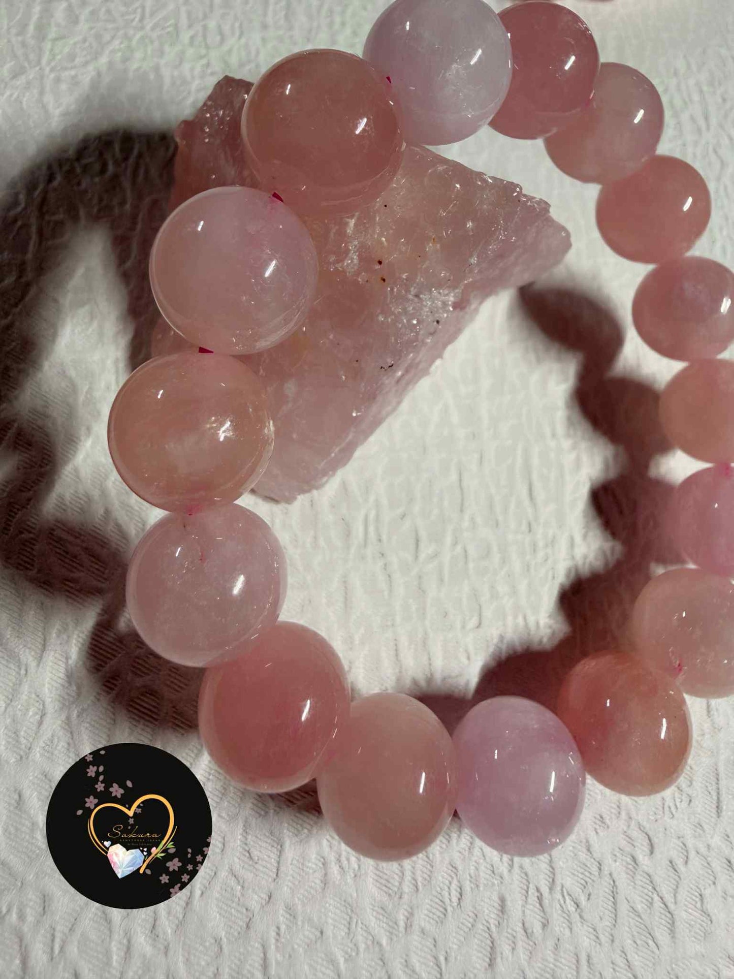 Charming✨Morganite 12mm. Beads Bracelet