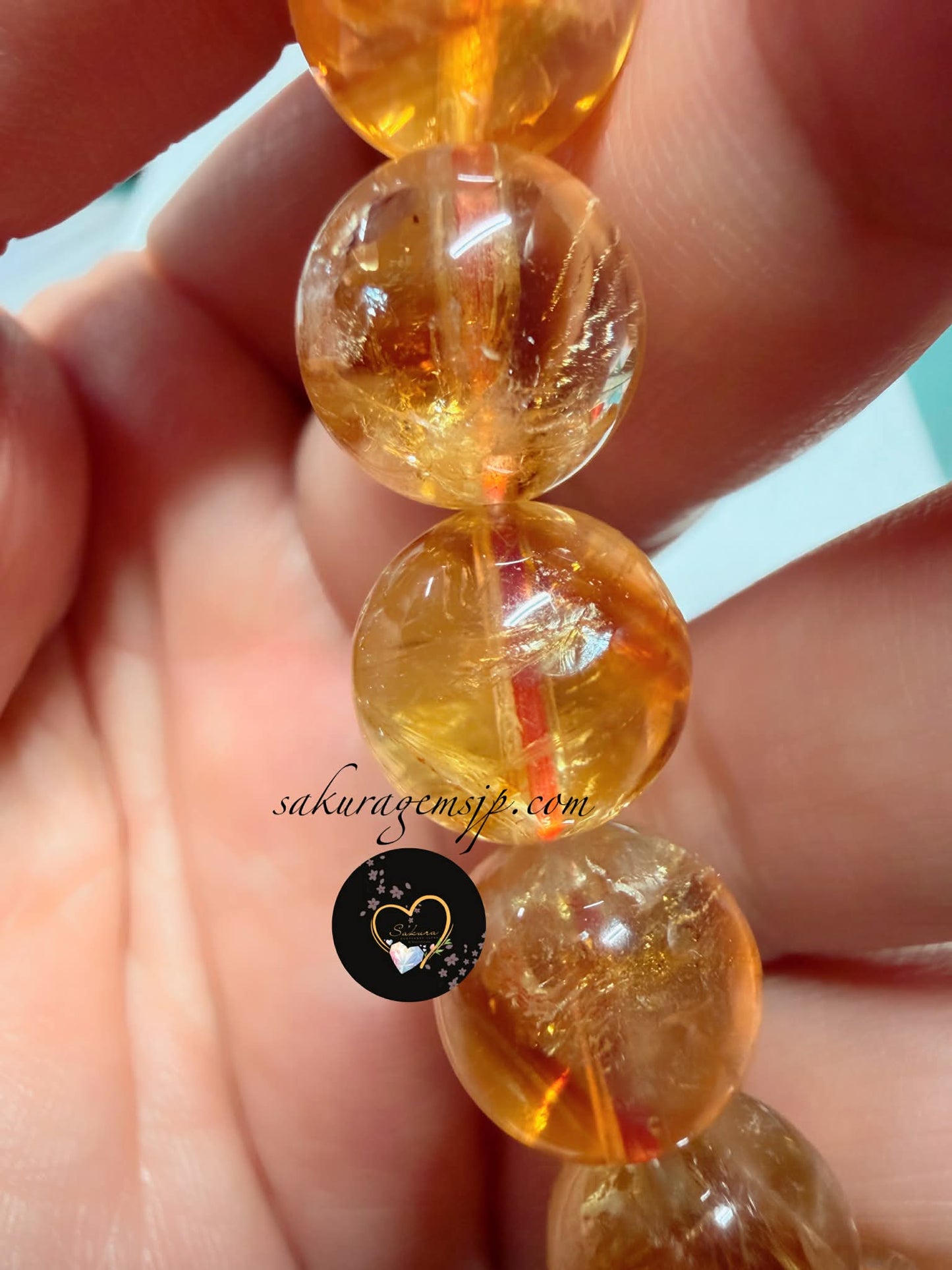 Natural Stone “RAINBOW Citrine” Pyramid Phantom Bracelet