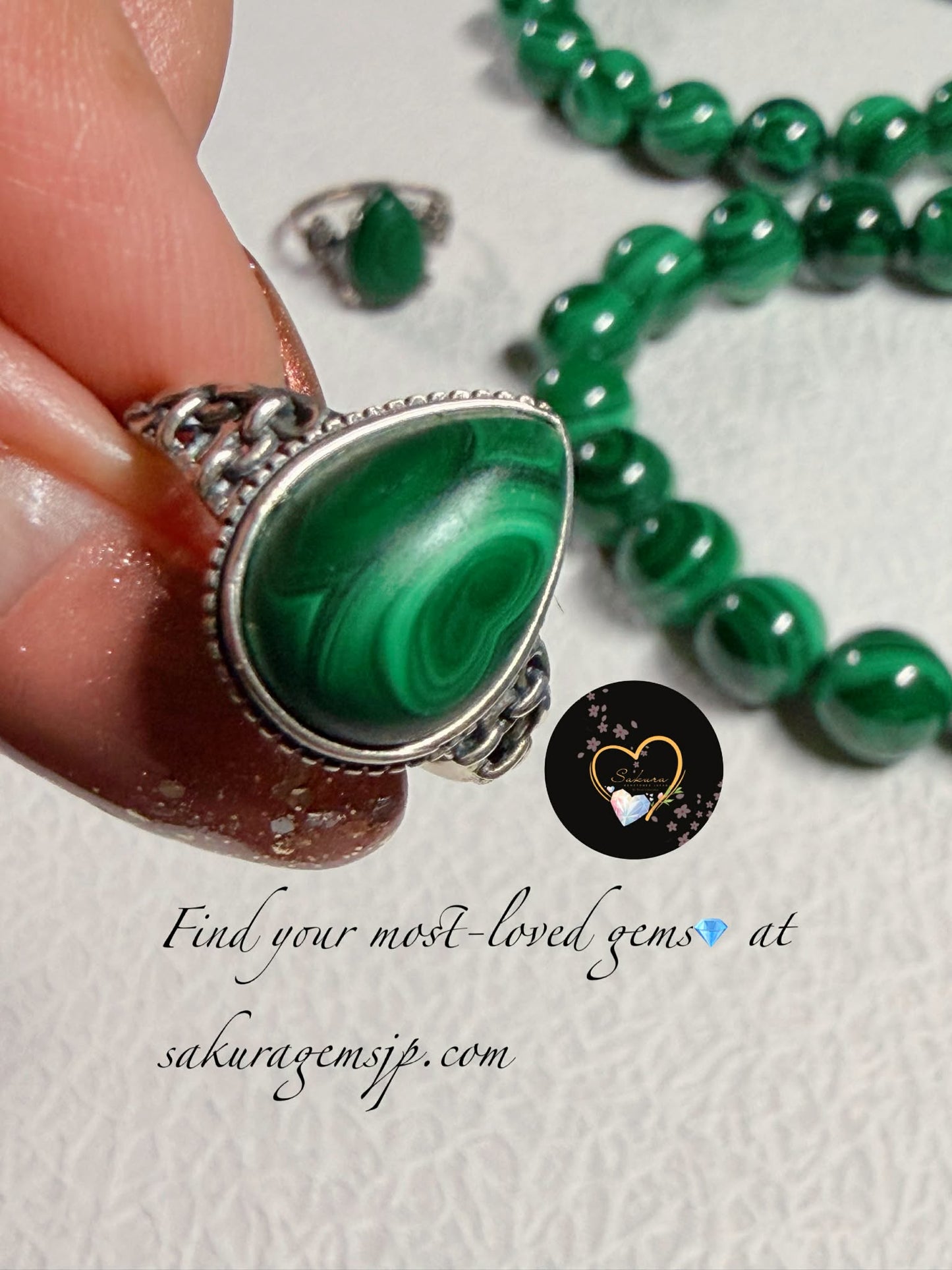 SOLID s925 Silver Natural Stone MALACHITE Ring