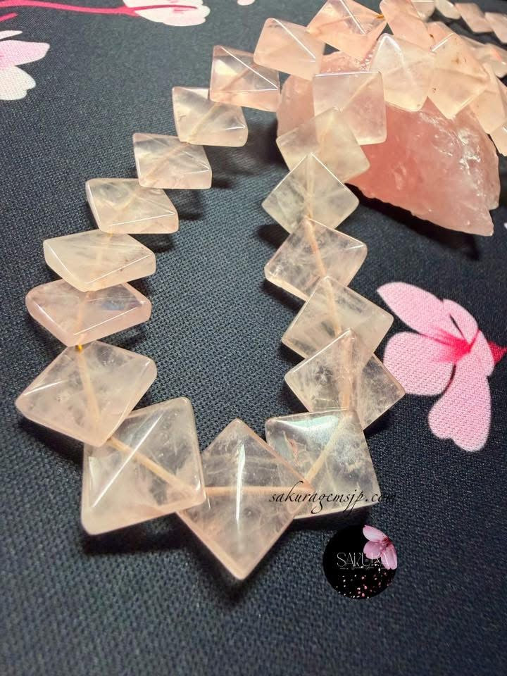 Natural Rose Quartz ( Quadrilateral ) cut necklace