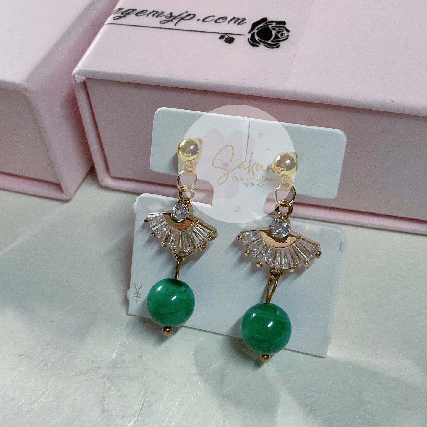 Malachite Designed Earrings s925 Sterling Silver