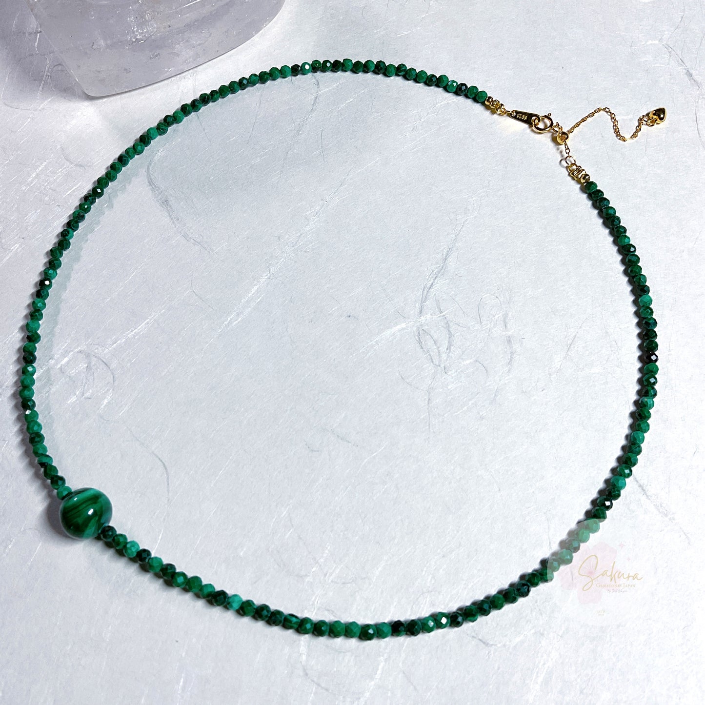 s925 Sterling Silver Malachite Necklace ~ spheres ~