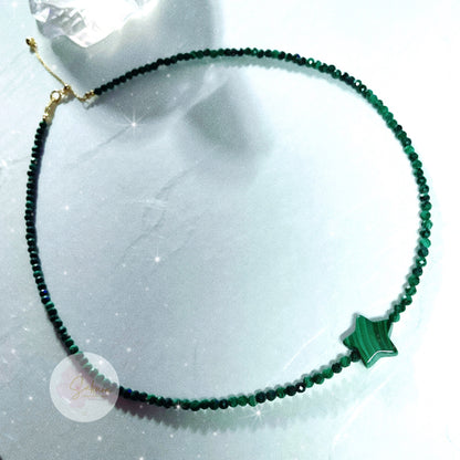 s925 Sterling Silver Malachite Necklace ~ star ~