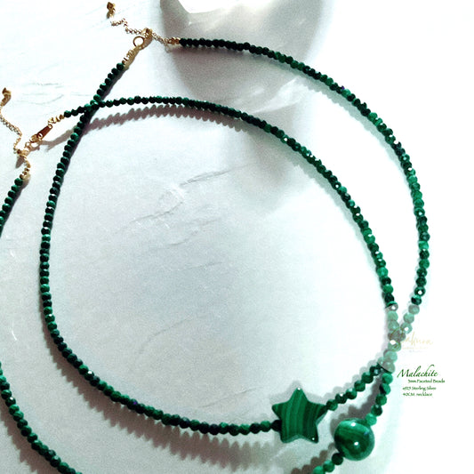 s925 Sterling Silver Malachite Necklace ~ star ~