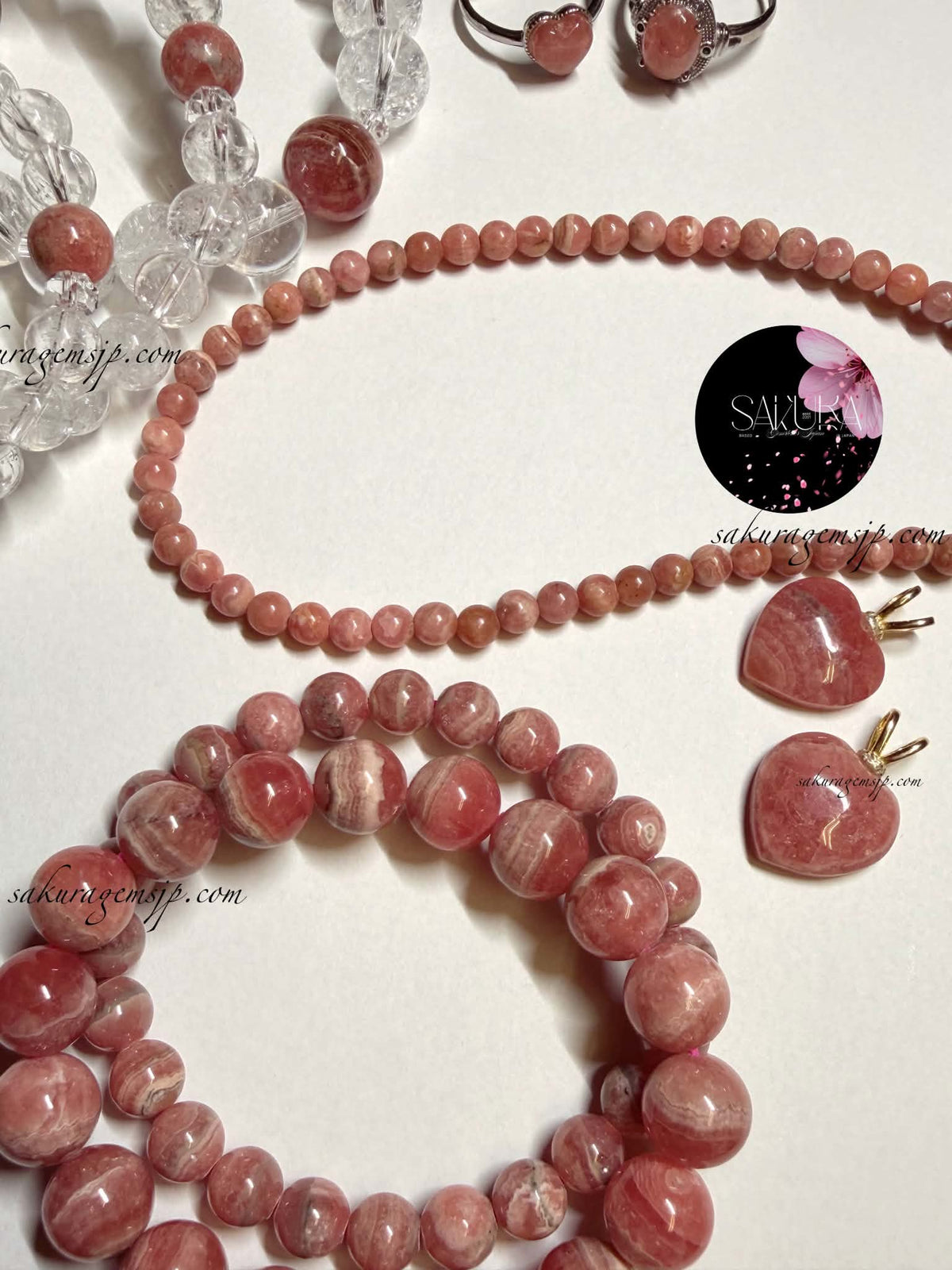 s925 Sterling Silver Rhodochrosite Heart Pendant