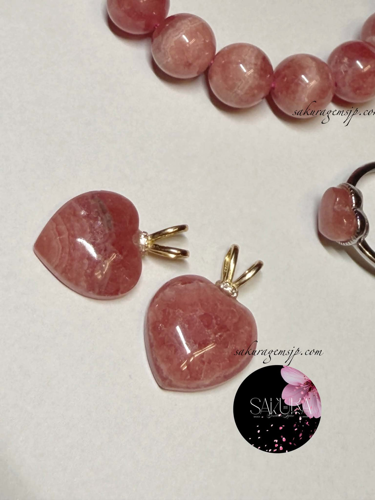 s925 Sterling Silver Rhodochrosite Heart Pendant
