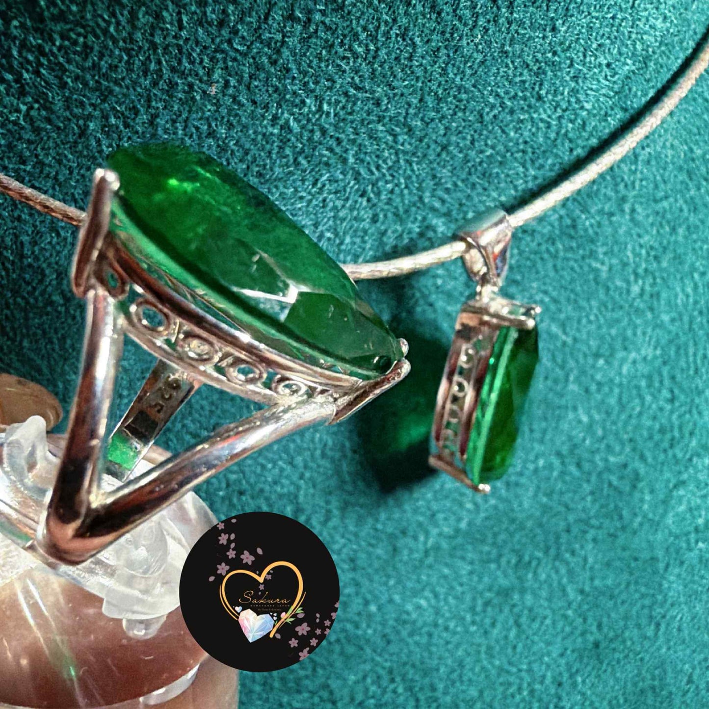 Silver s925 Green PARAIBA Drop Jewel Set ( gift set for her / birthday gift / Christmas gift in faceted cut ) Made from 産地: Italy🇮🇹