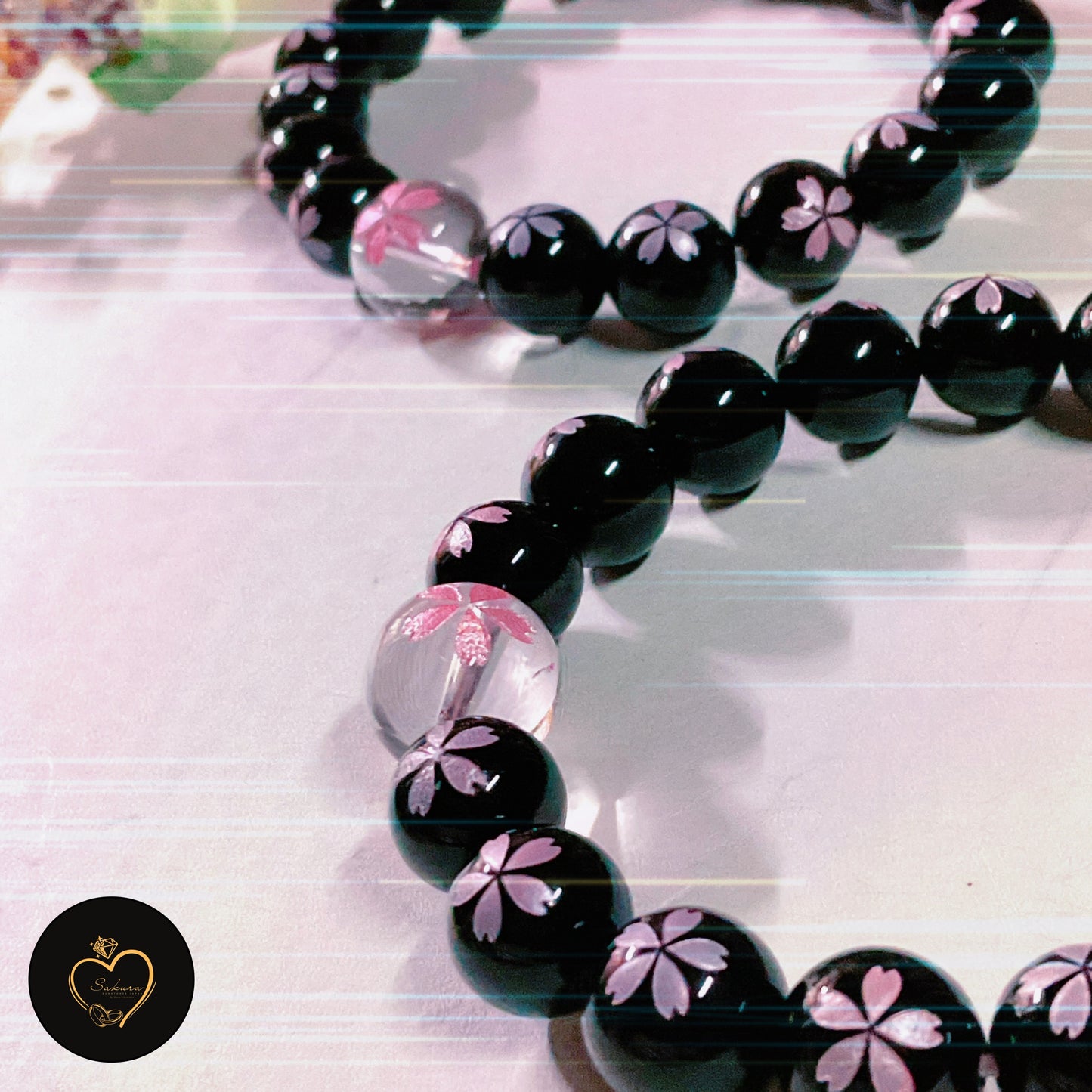 SAKURA Carving 🌸 Black ONYX Bracelet