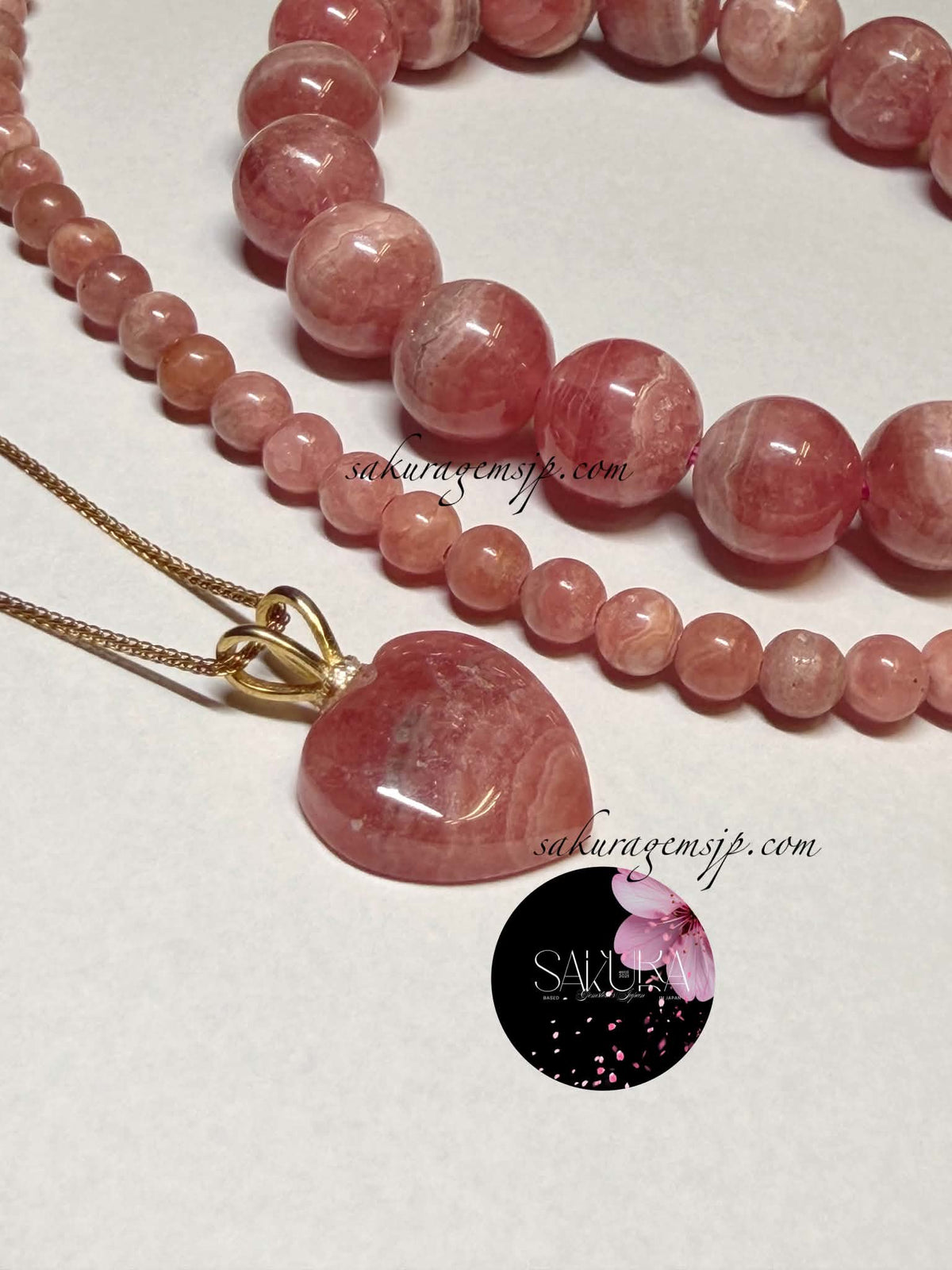 s925 Sterling Silver Rhodochrosite Heart Pendant