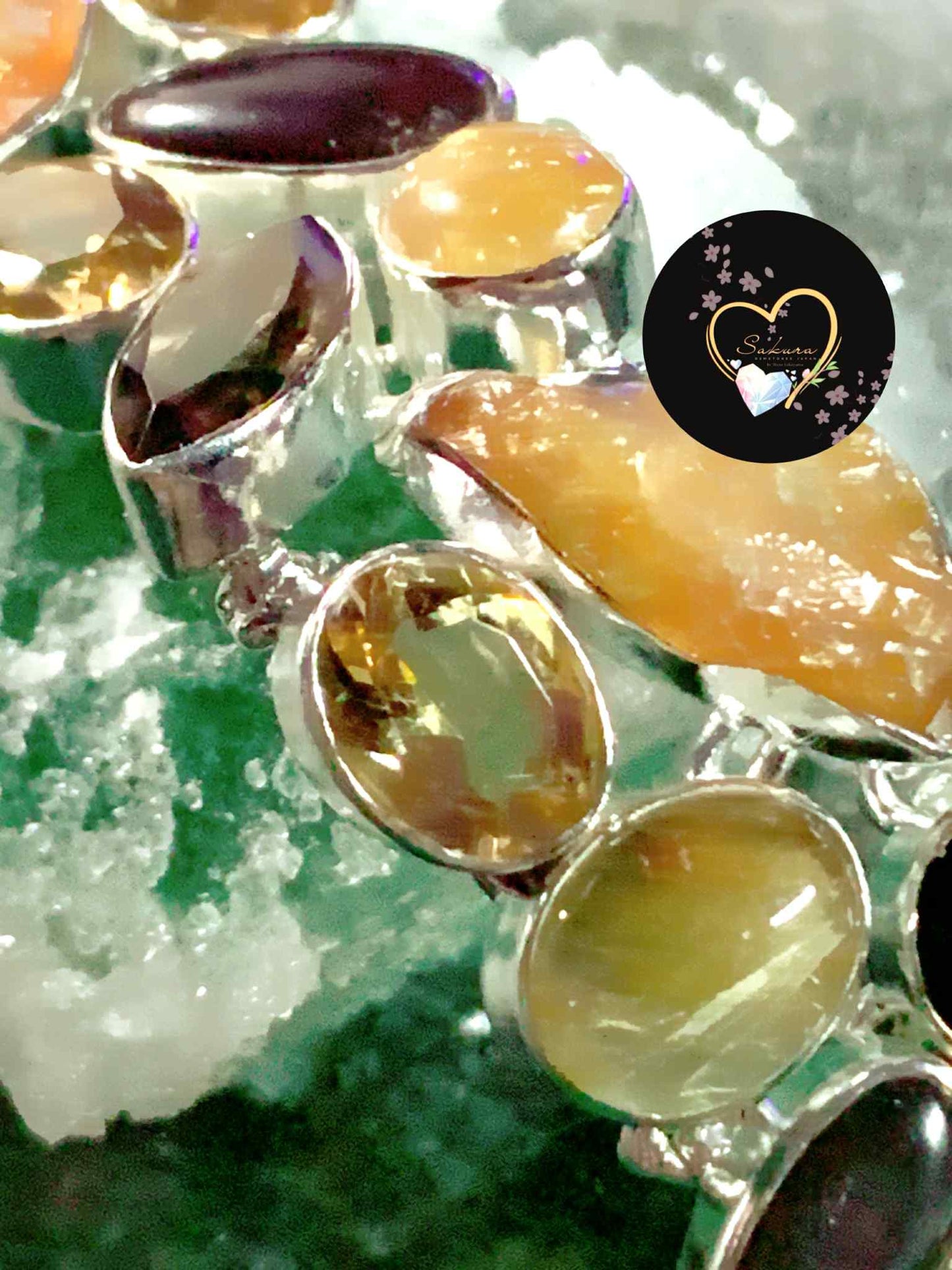Citrine x Chunky Raw Citrine x Golden Obsidian x Smoky Quartz x Golden Rutile in Quartz Bracelet