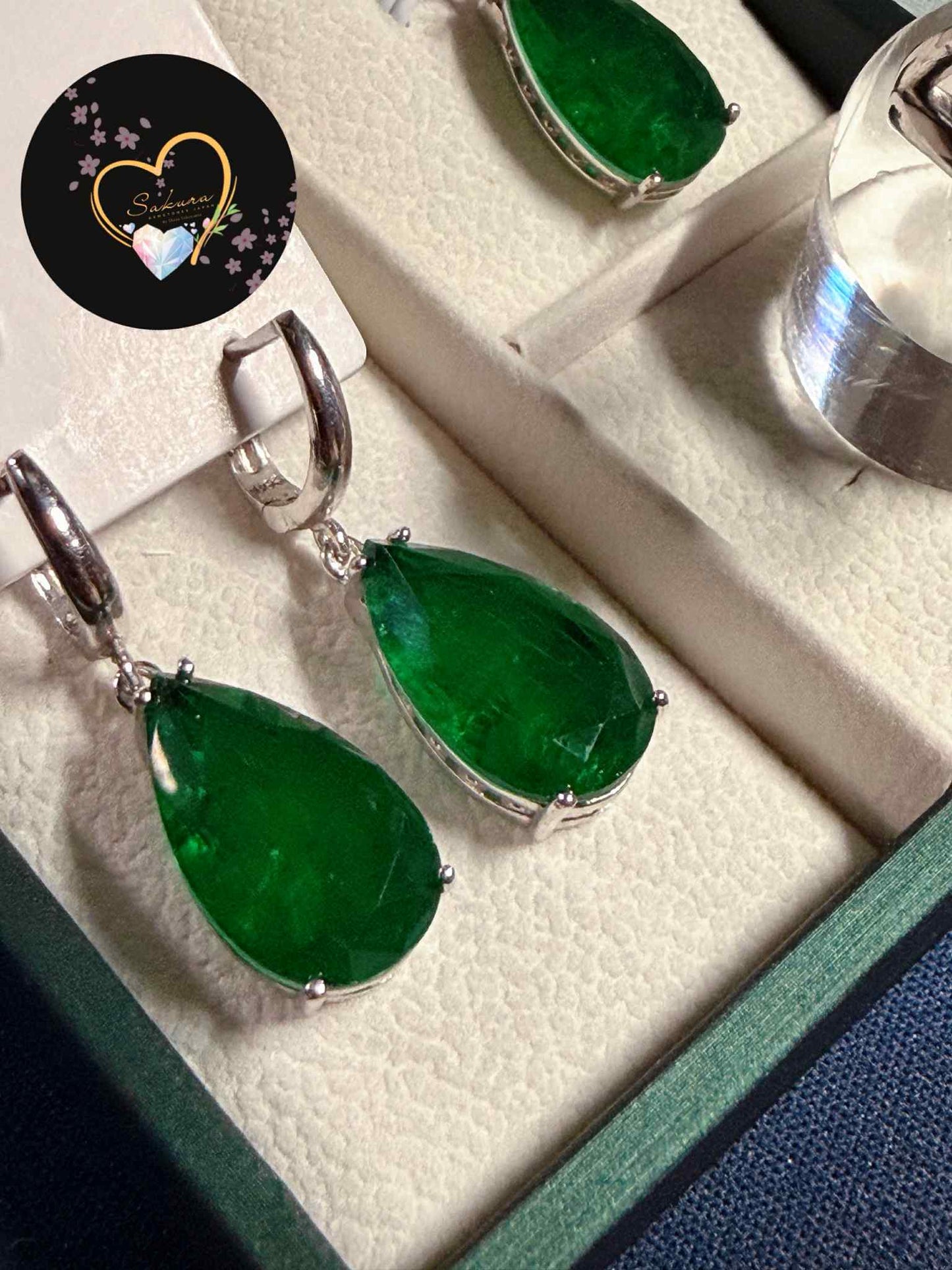 Silver s925 Green PARAIBA Drop Jewel Set ( gift set for her / birthday gift / Christmas gift in faceted cut ) Made from 産地: Italy🇮🇹