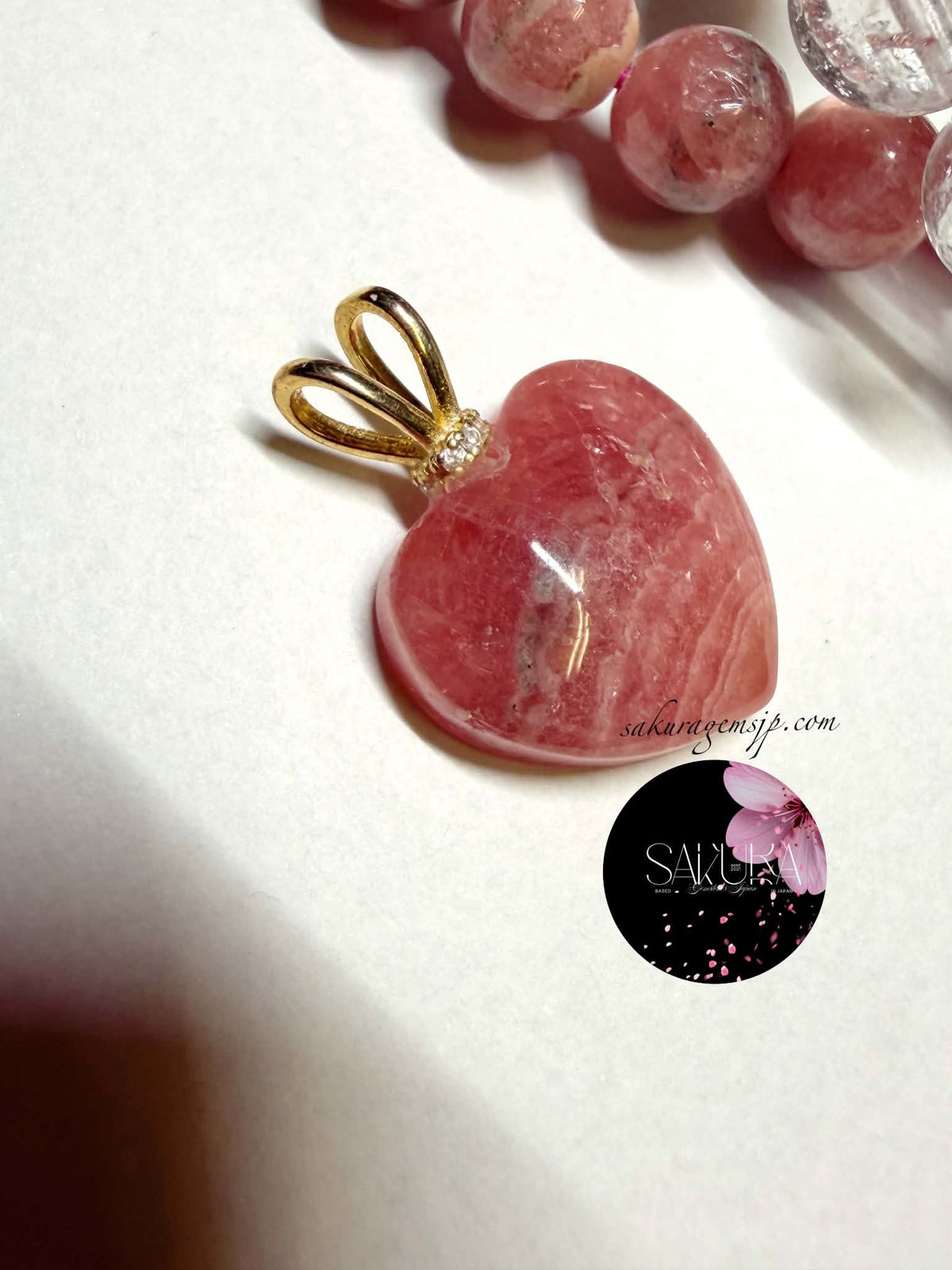 s925 Sterling Silver Rhodochrosite Heart Pendant