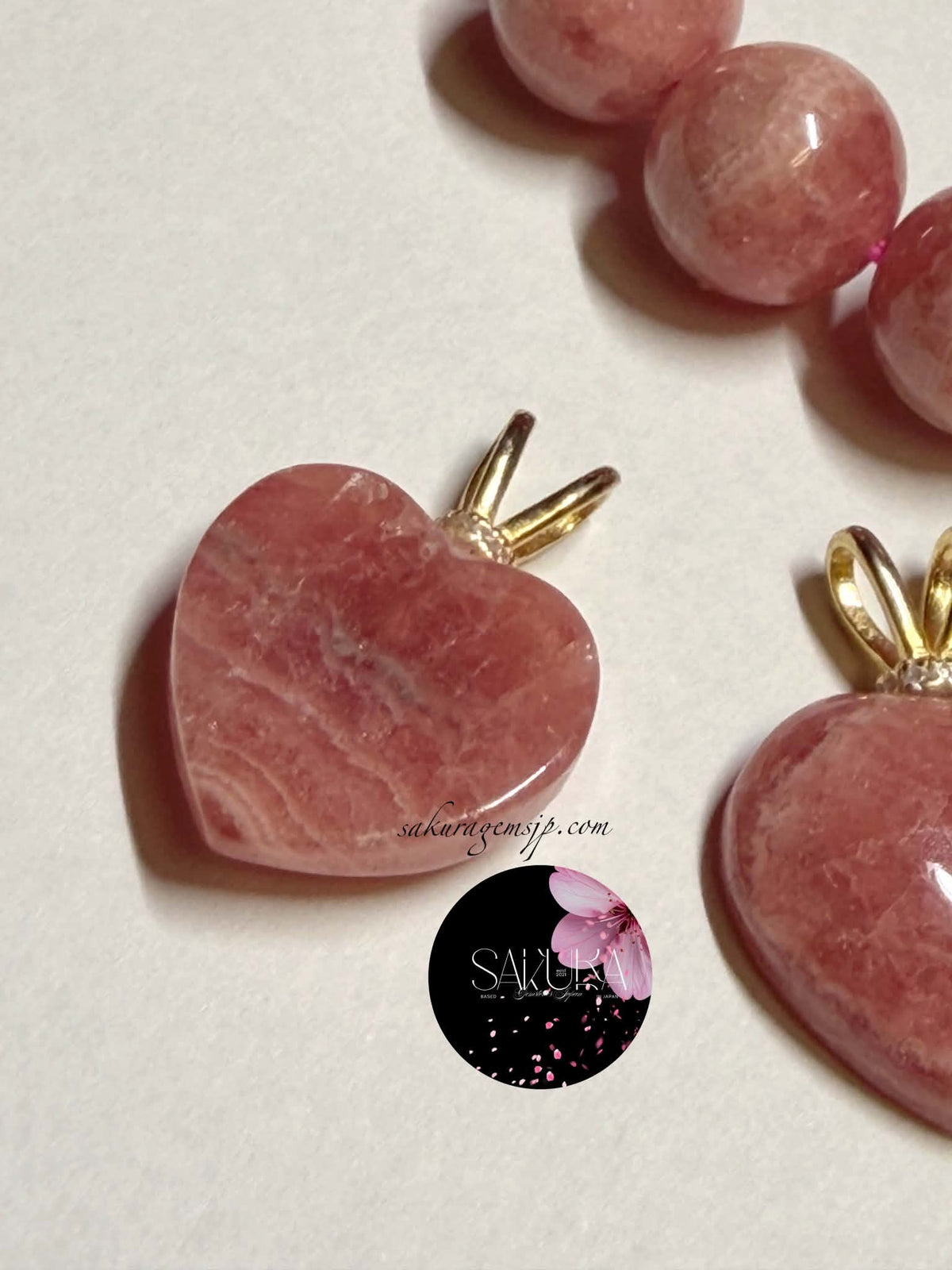 s925 Sterling Silver Rhodochrosite Heart Pendant
