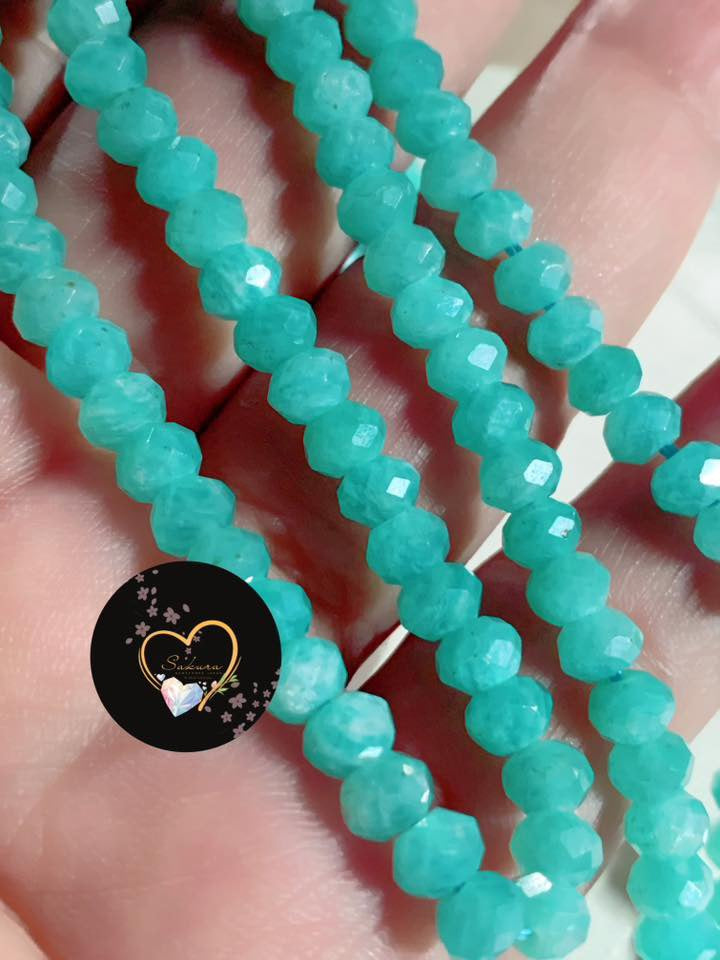 AMAZONITE Rondel Faceted Cut Necklace