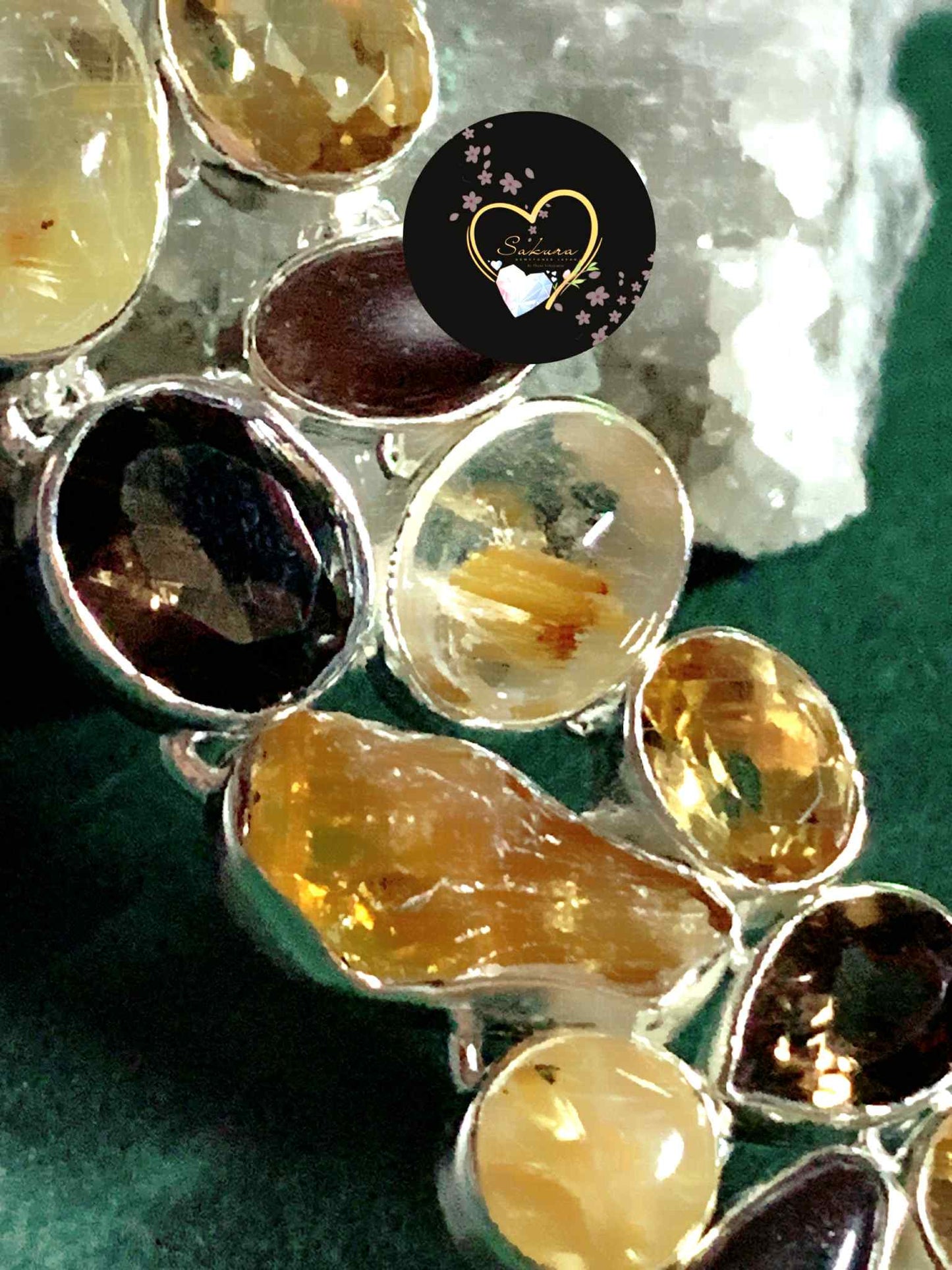 Citrine x Chunky Raw Citrine x Golden Obsidian x Smoky Quartz x Golden Rutile in Quartz Bracelet