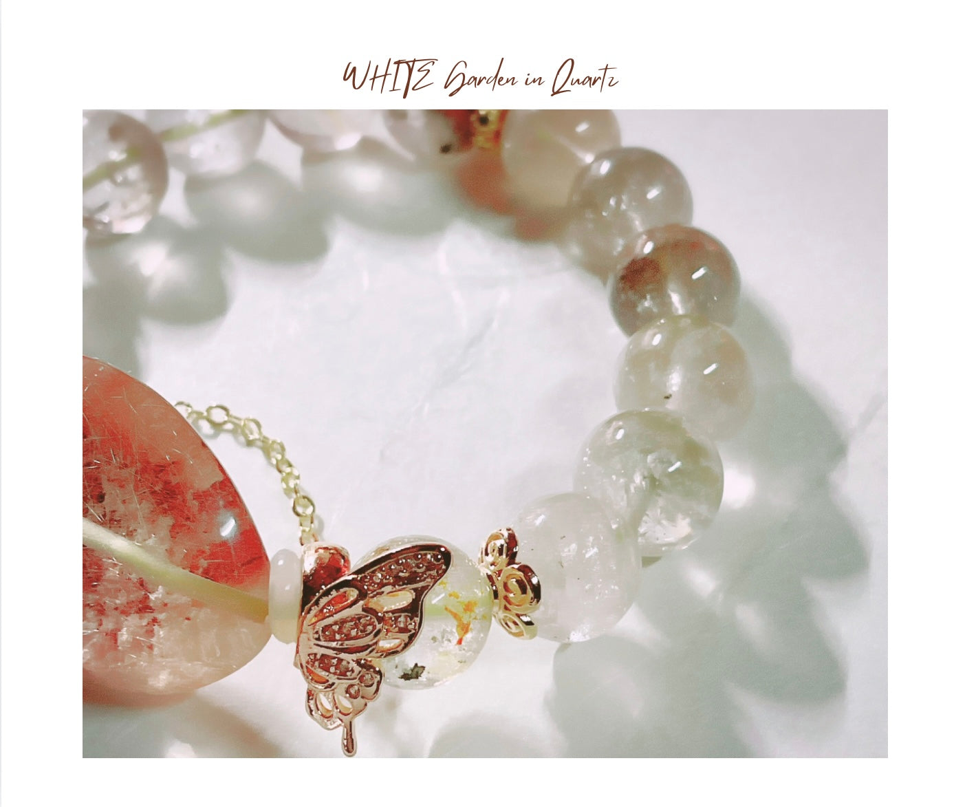 Stunning WHITE Garden in Quartz x Silver Rutile Bracelet ( desabure by: im sakura )