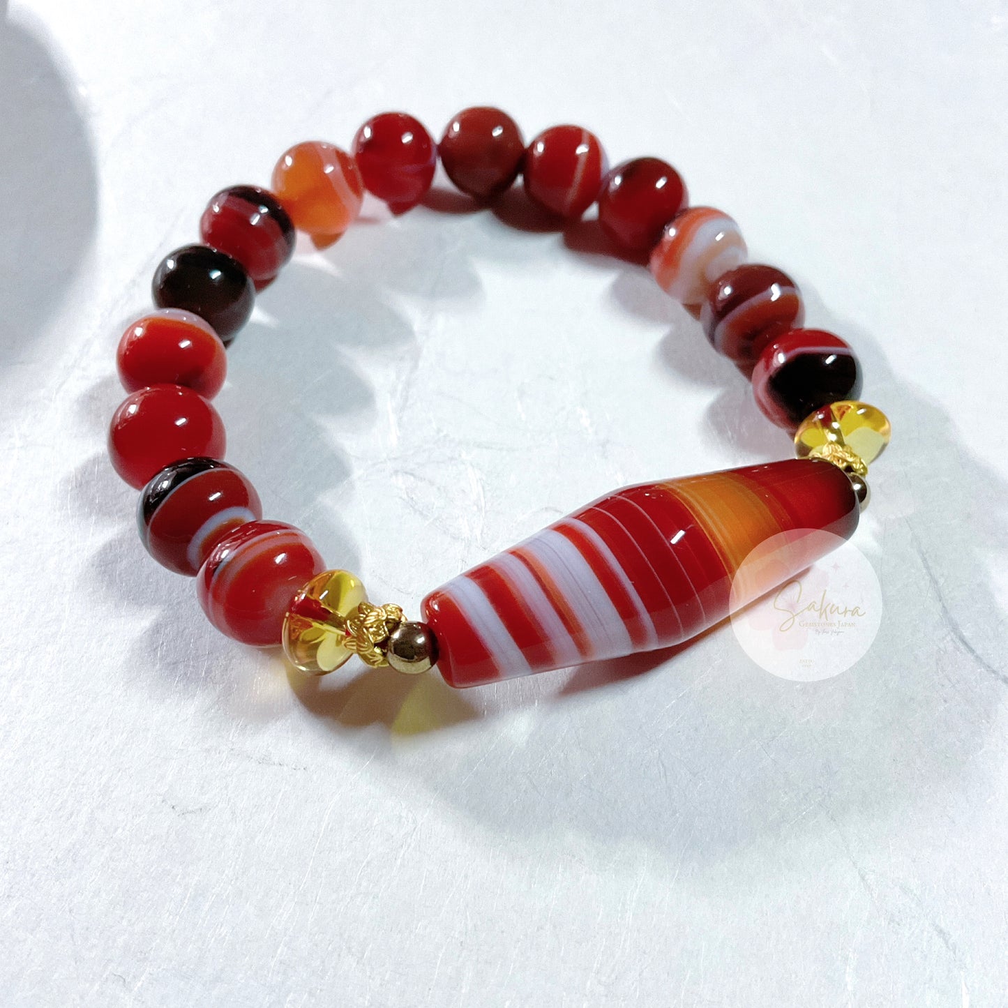 SARDONYX 10mm. Round Beads Bracelet