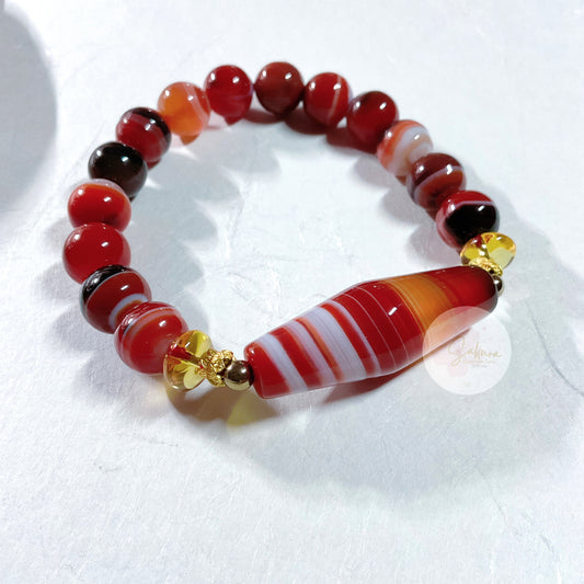 SARDONYX 10mm. Round Beads Bracelet