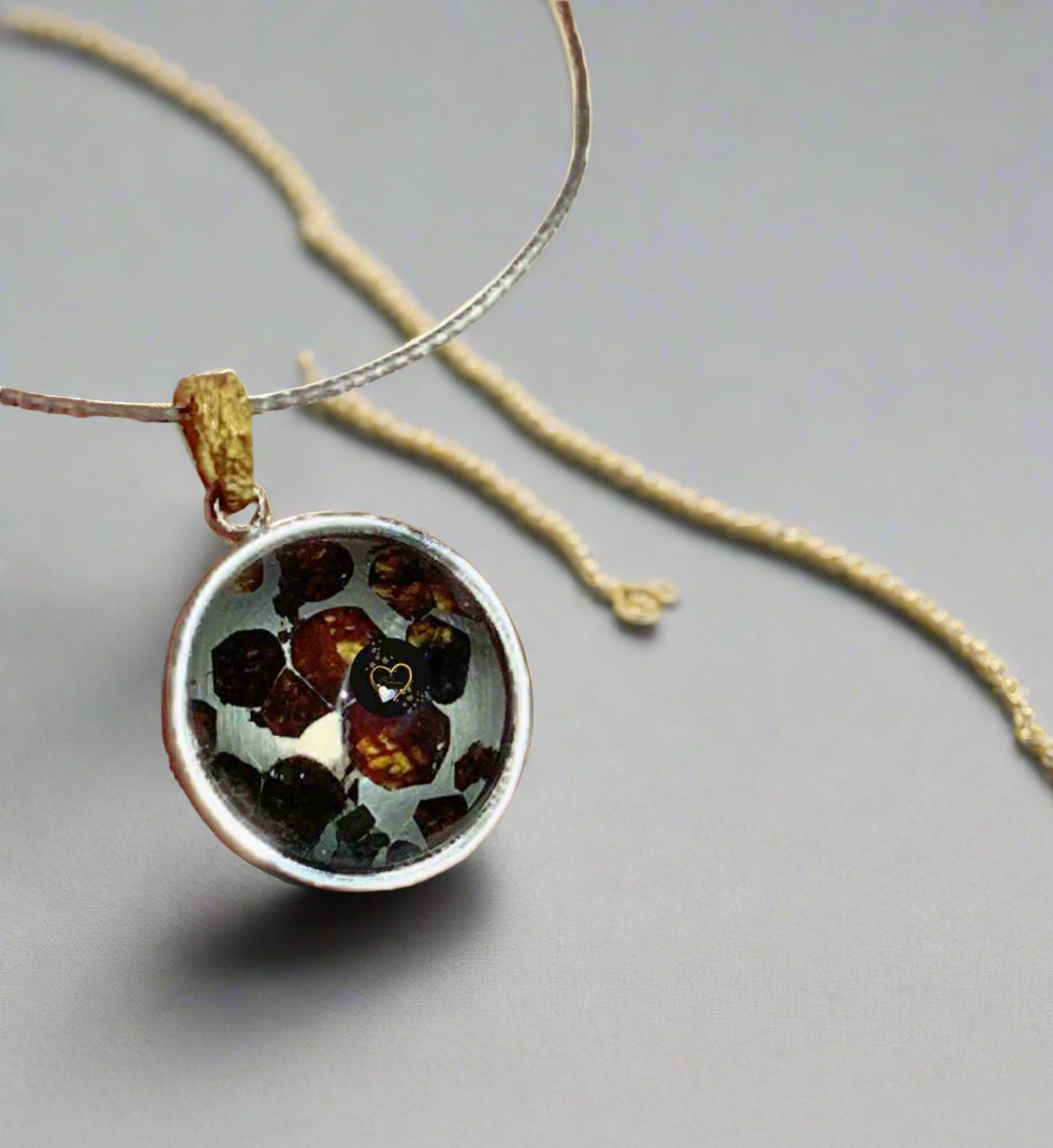 Solid s925 Silver Parasite ( Meteorite ) Pendant