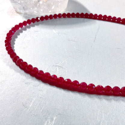 s925 Sterling Silver RUBY Necklace ~ faceted-beads ~