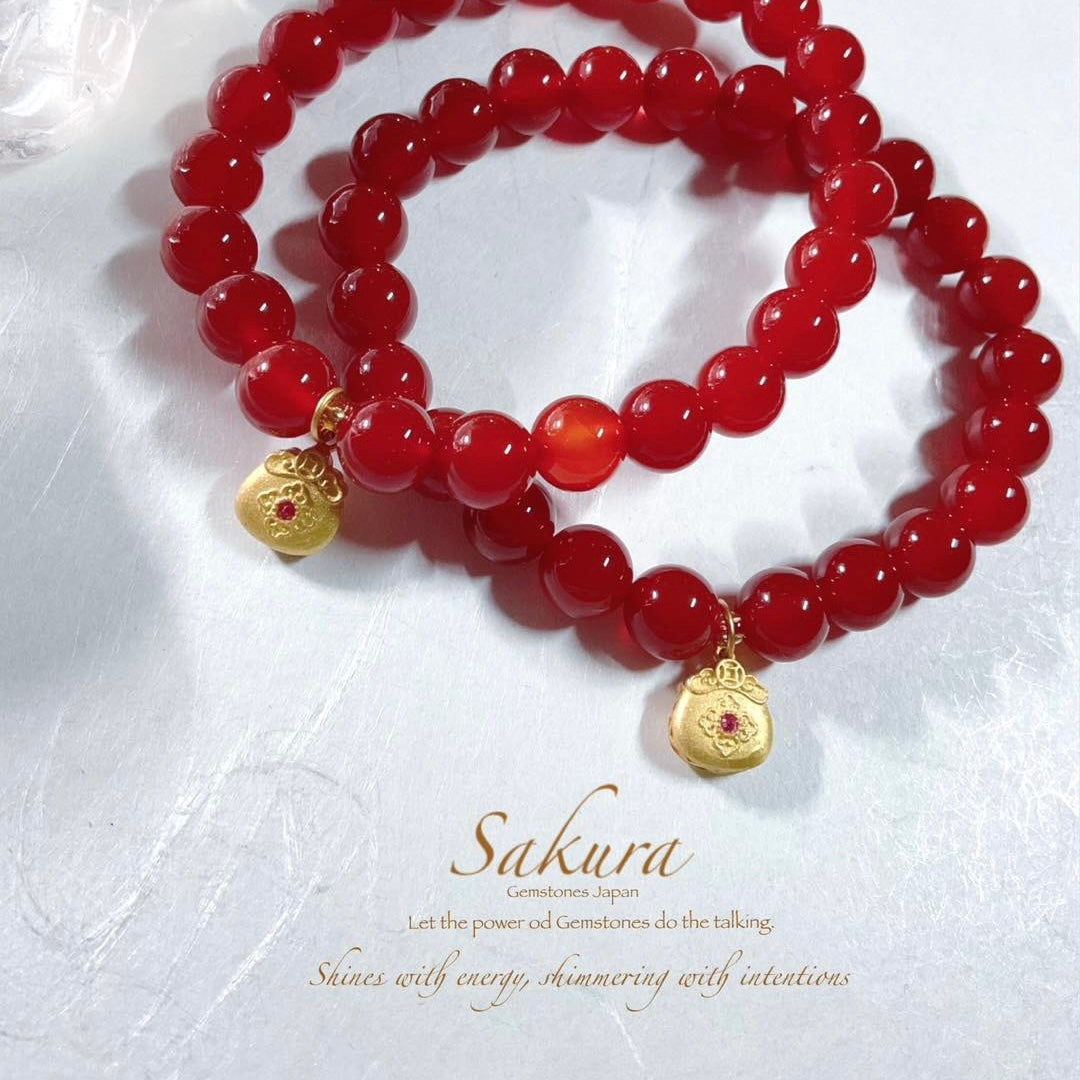 Carnelian 8mm. Round Beads Bracelet