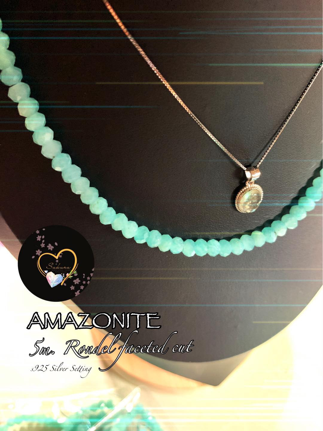 AMAZONITE Rondel Faceted Cut Necklace