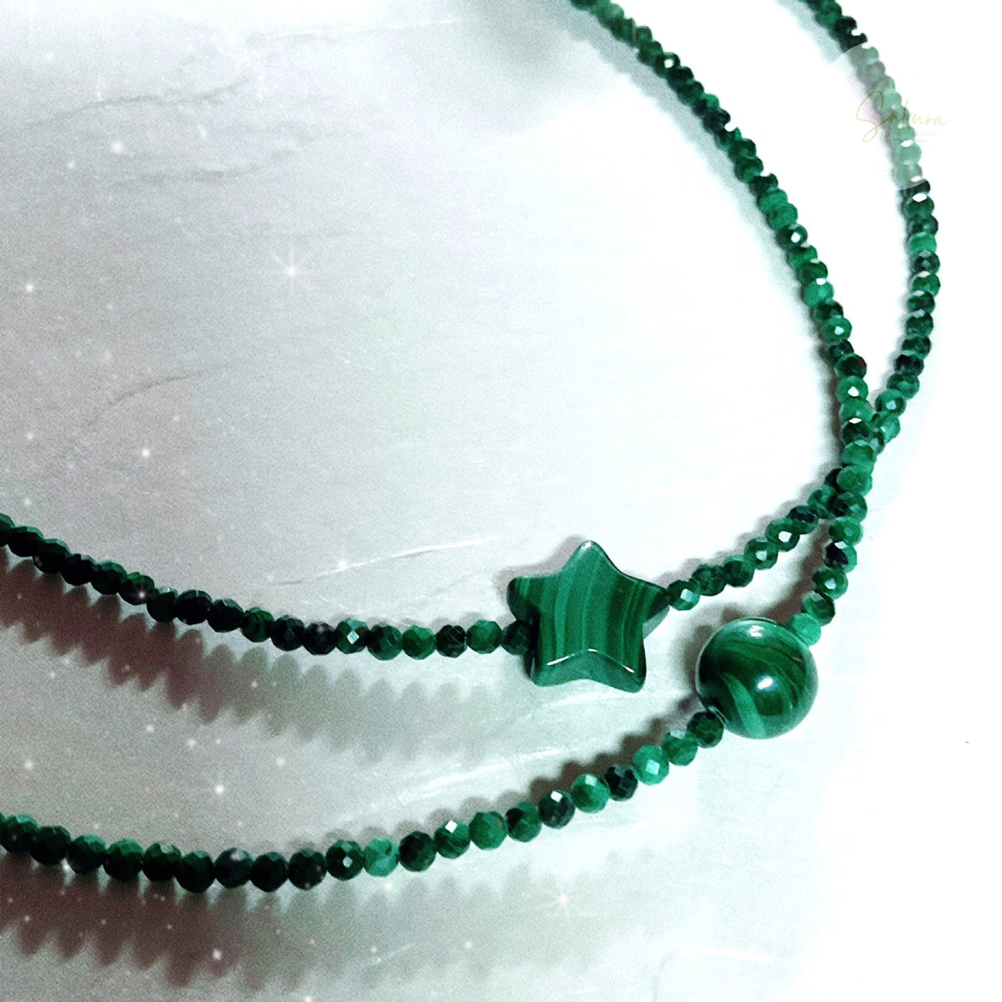 s925 Sterling Silver Malachite Necklace ~ star ~