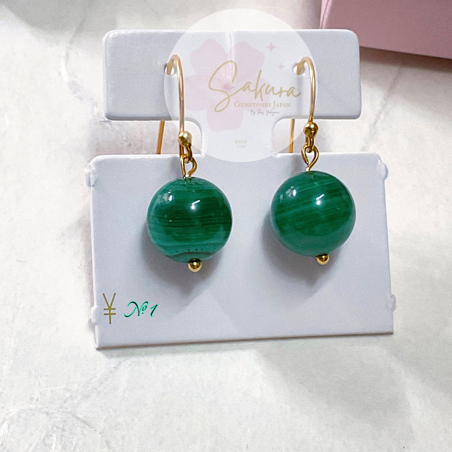 Malachite Bead Earrings in s925 Sterling Silver Settings