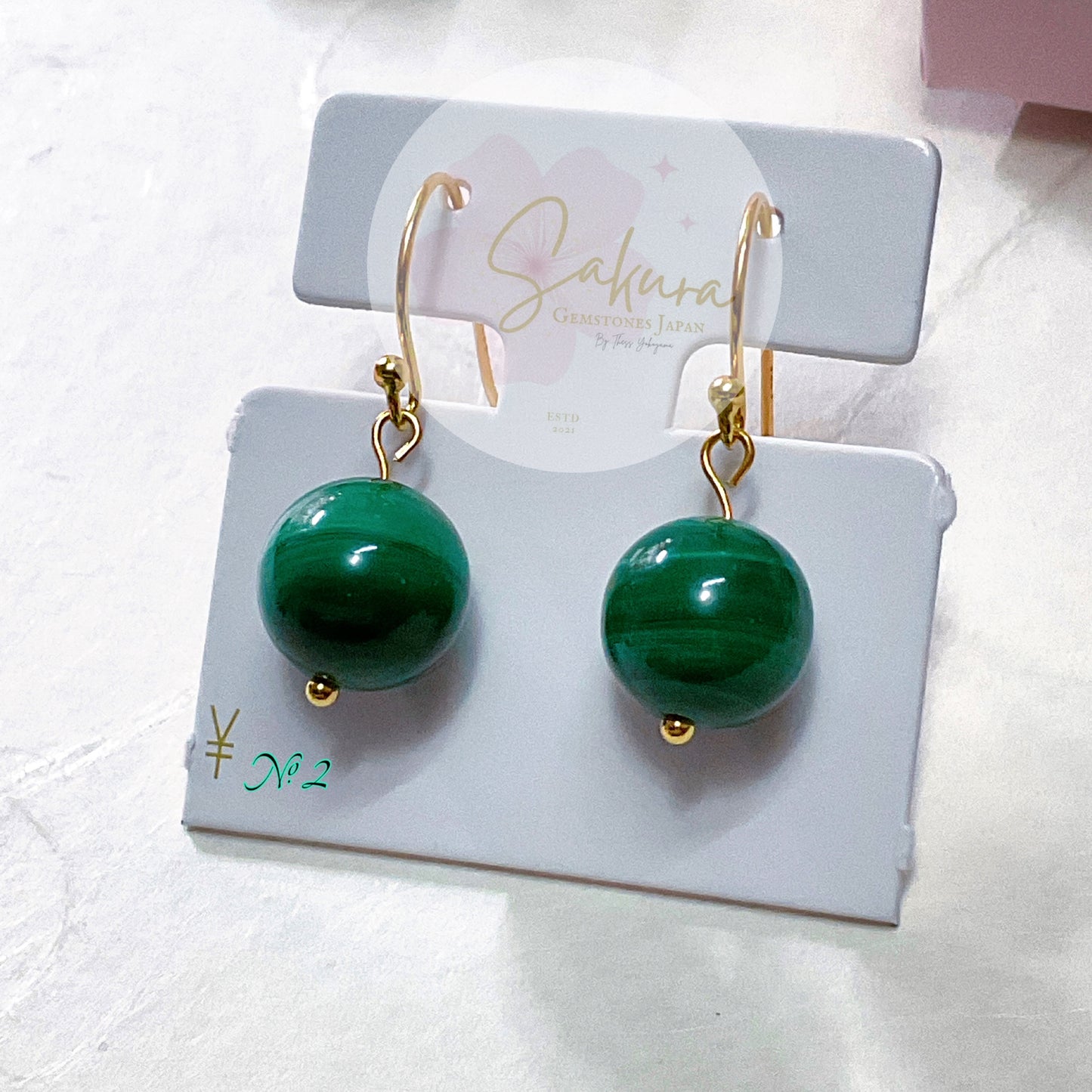 Malachite Bead Earrings in s925 Sterling Silver Settings