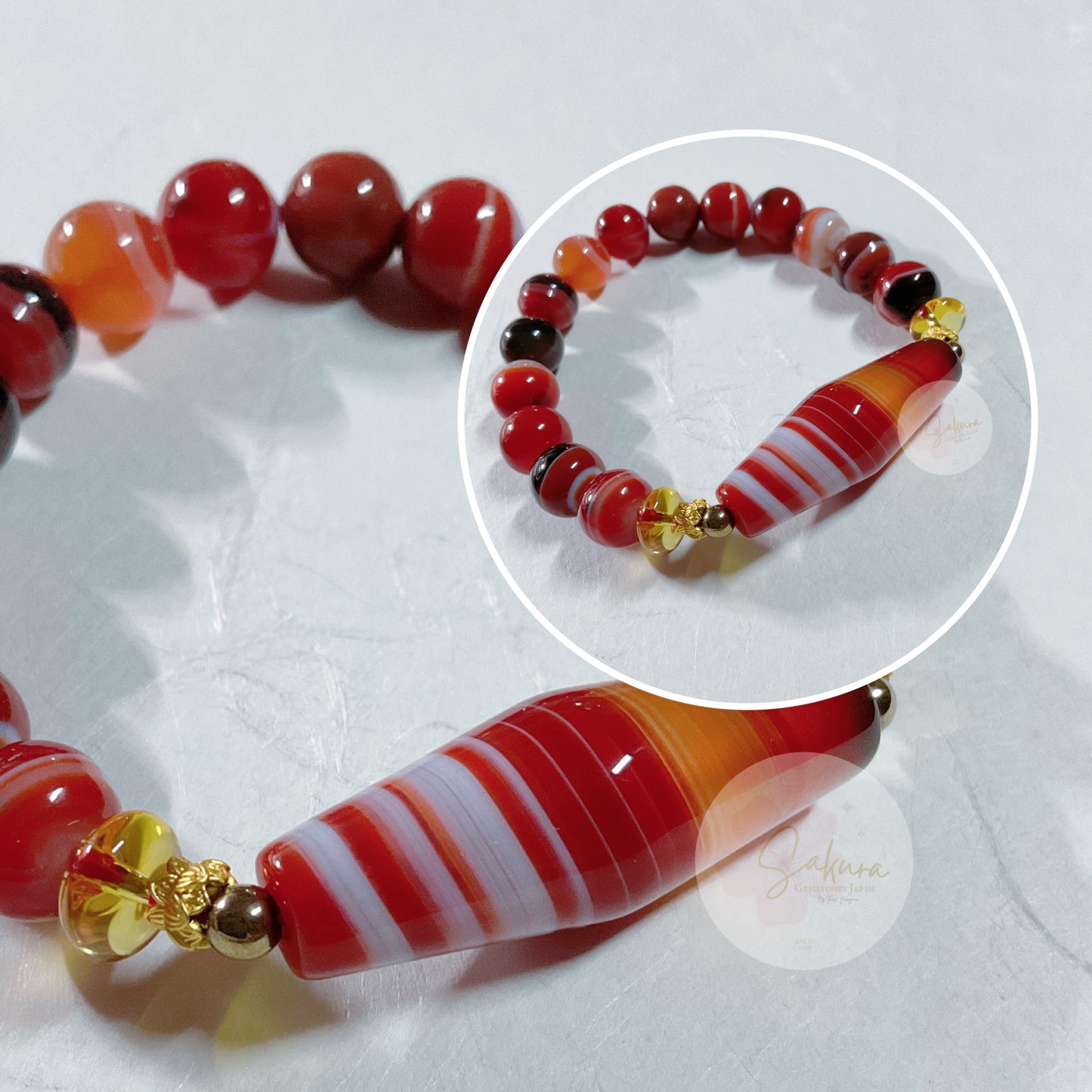 SARDONYX 10mm. Round Beads Bracelet