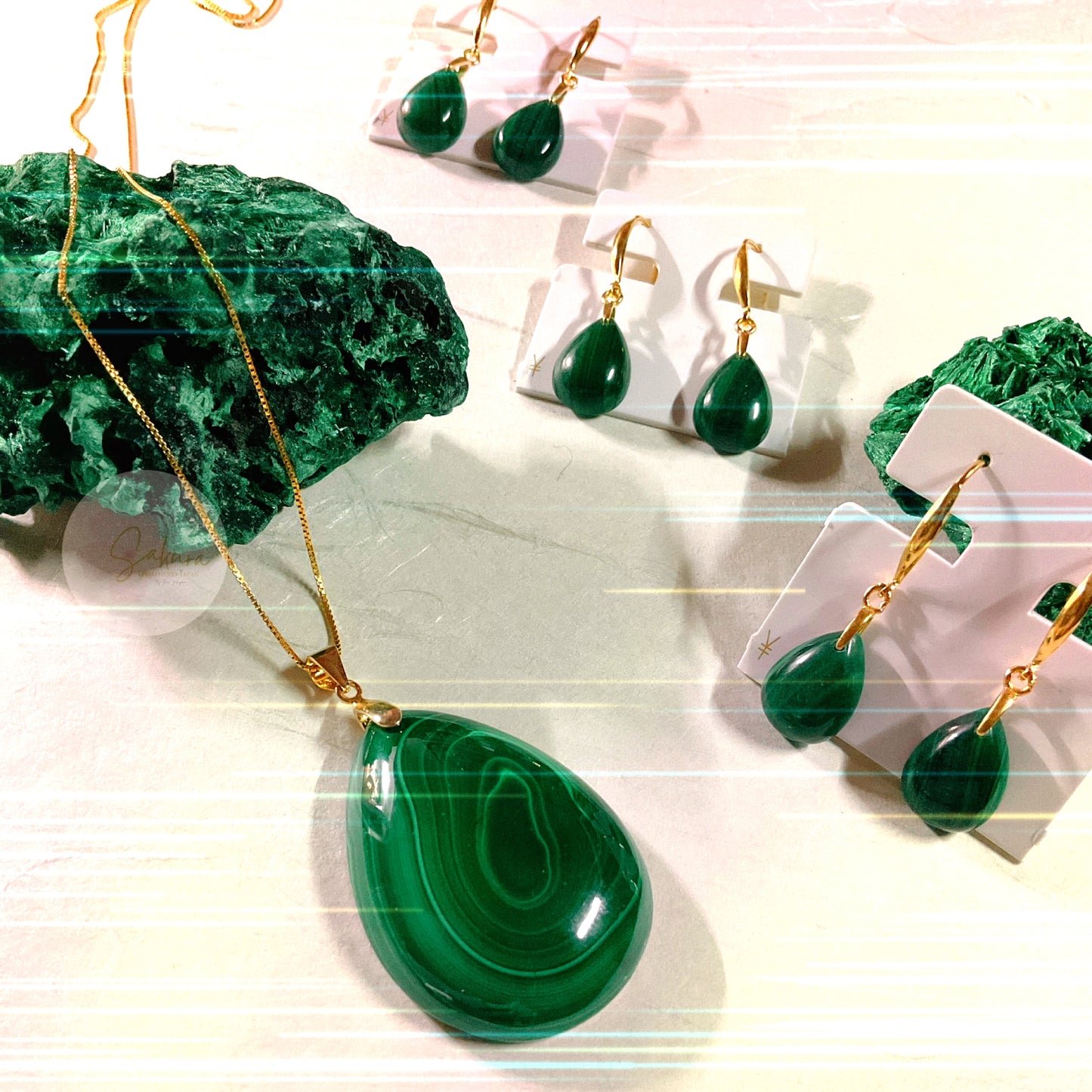 Malachite Drop Pendants s925