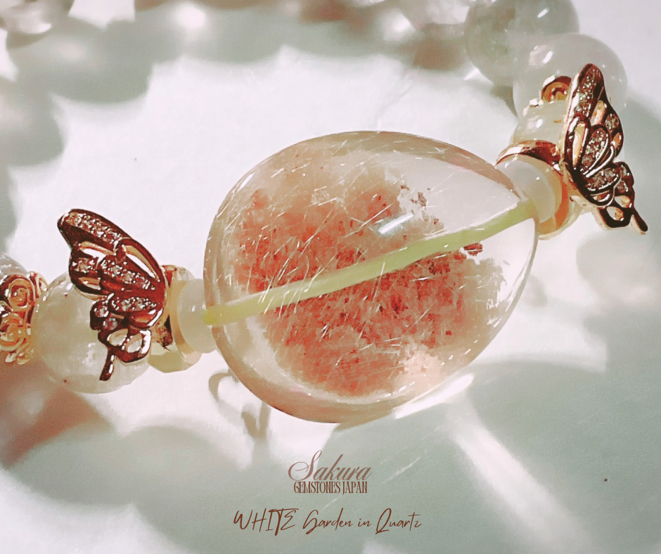 Stunning WHITE Garden in Quartz x Silver Rutile Bracelet ( desabure by: im sakura )