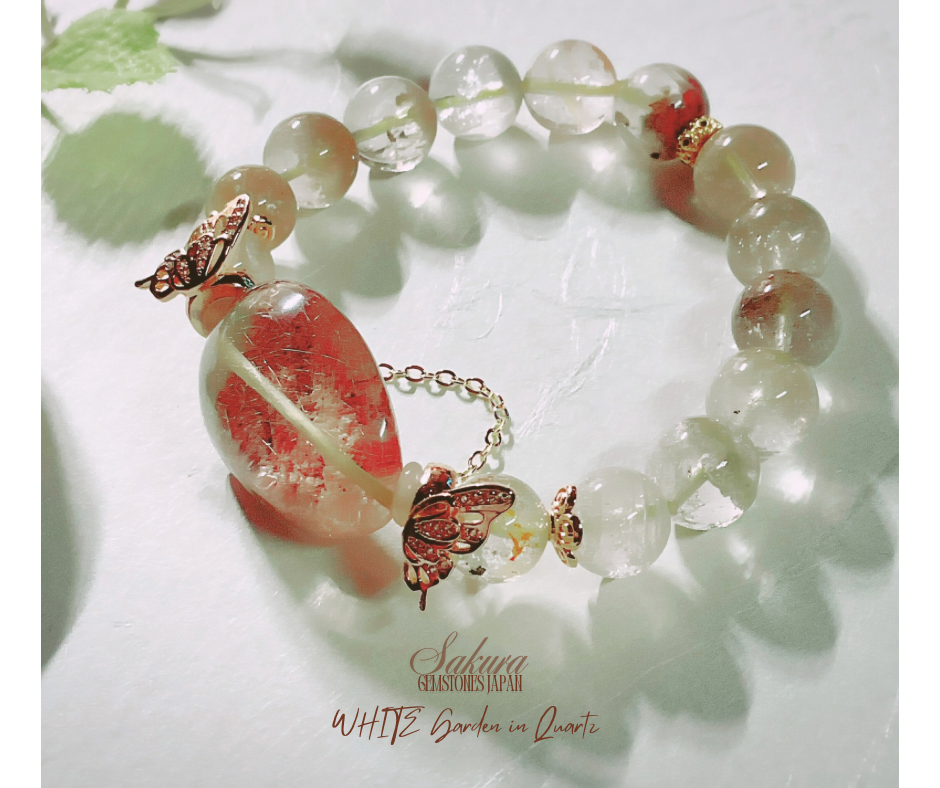 Stunning WHITE Garden in Quartz x Silver Rutile Bracelet ( desabure by: im sakura )