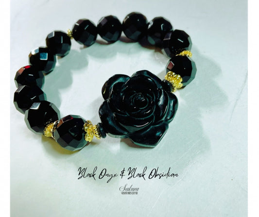 Black ONYX & Black Obsidian Bracelet ( desabure by: im sakura )