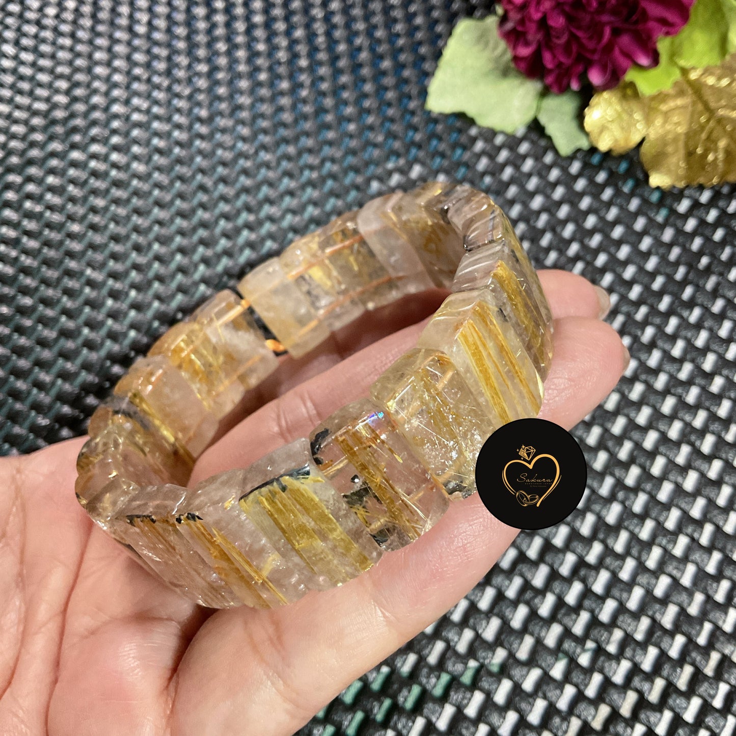TAI-CHIN Golden Rutile in Quartz
SOFT BANGLE Bracelet  ~ for men & women ~