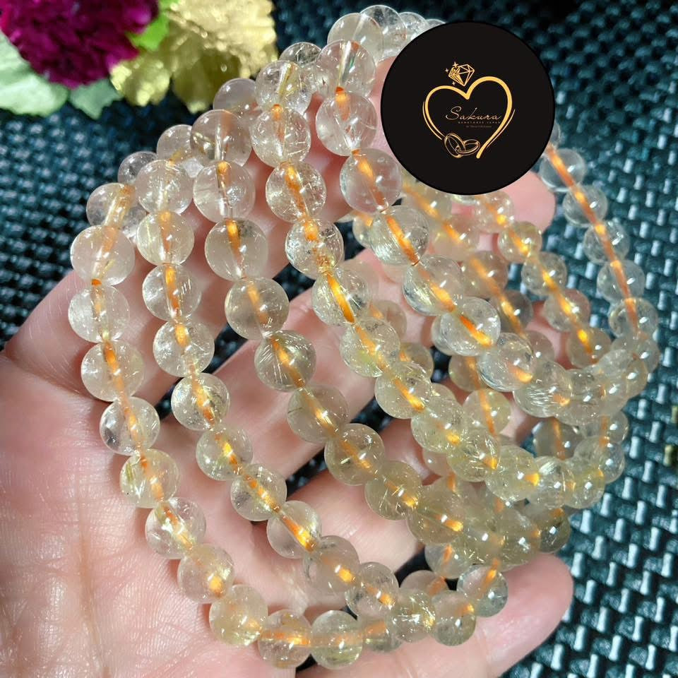 High Quality Golden Rutile in Quartz Bracelet