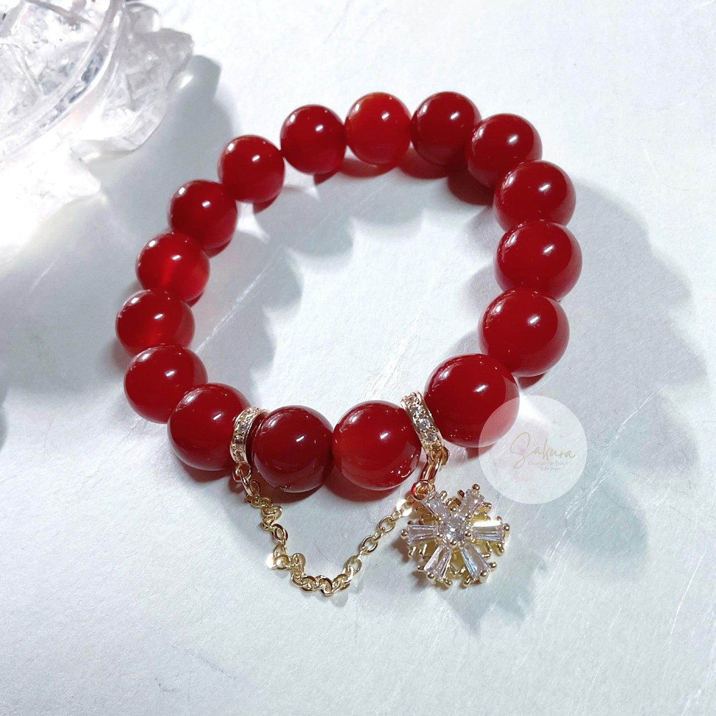 Carnelian 12mm. Round Beads Bracelet