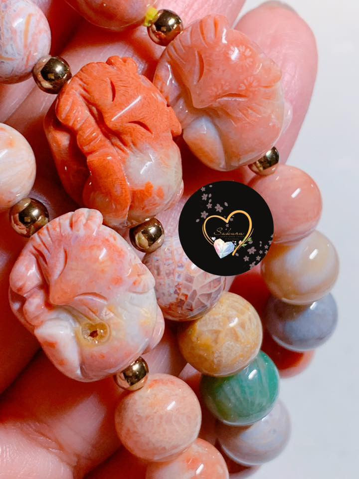 FOSSIL CORAL 🪸 Bracelet 9TAilFOX 🦊 Charms Bracelet