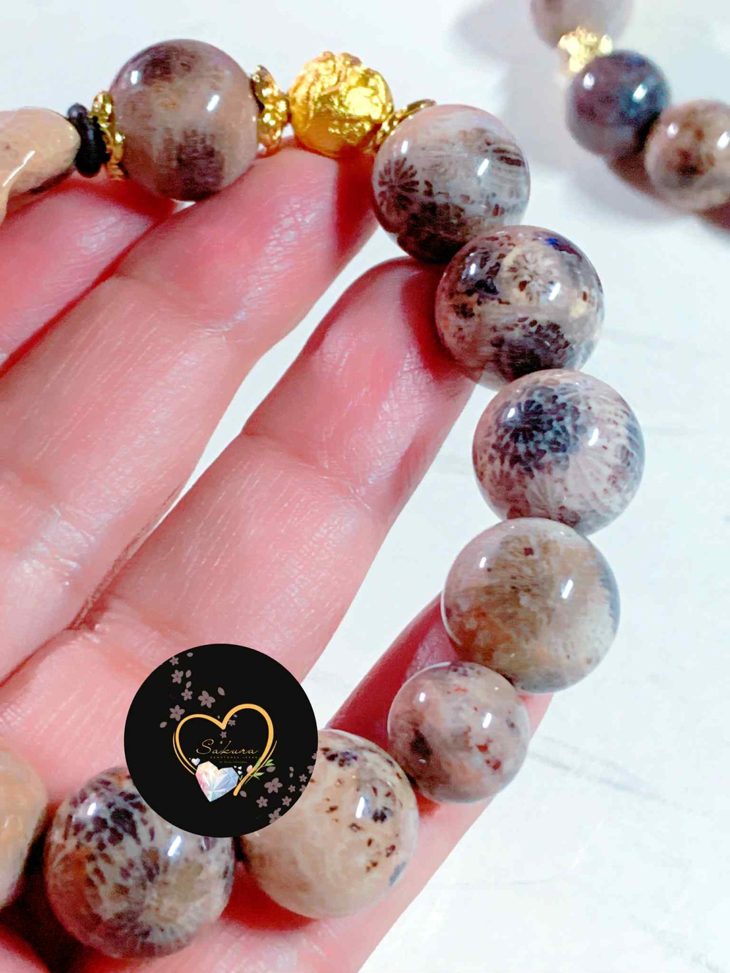 Fossil CORAL🪸 SNAKE Carving Charms Bracelet ( desabure by: iMSAKURA )